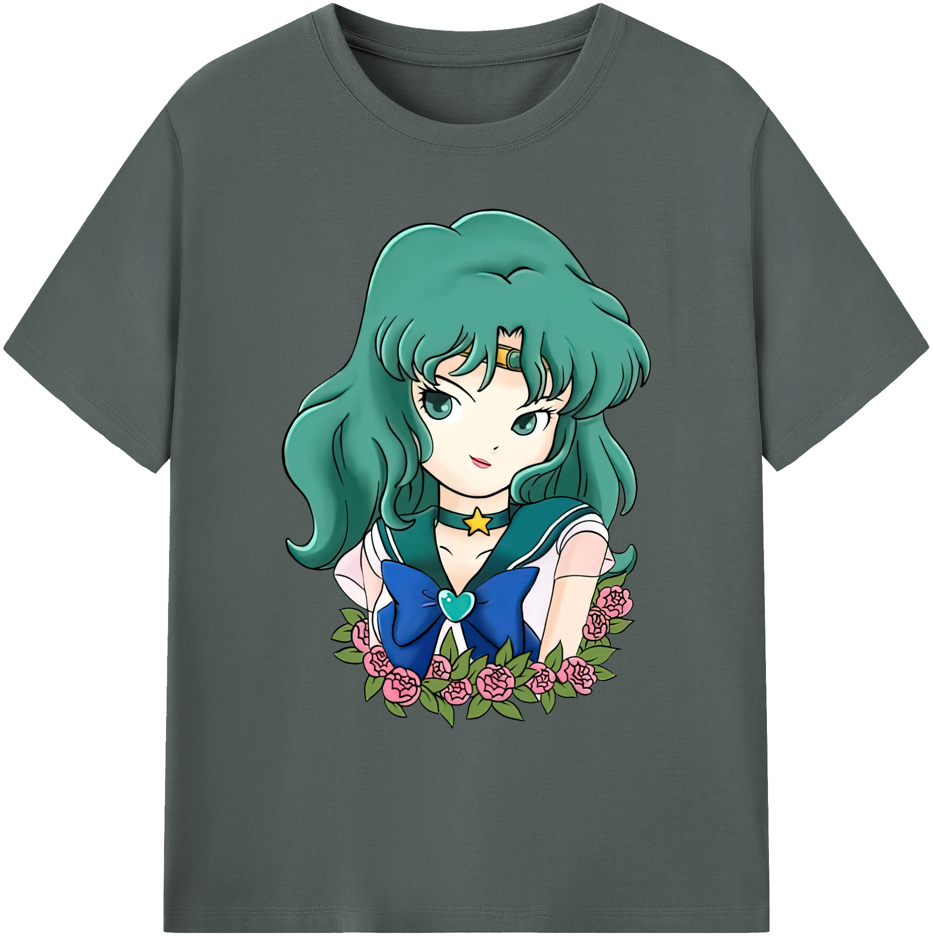 （画像用） 美少女戦士セーラームーン 海王 みちる（かいおう みちる） Sailor Moon Kaiou Michiru 綿100％ メンズ半袖Tシャツ｜肌触りやわらか＆通気性